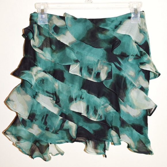 ASOS Green Abstract Ruffle Chiffon Mini Skirt - Picture 5 of 6